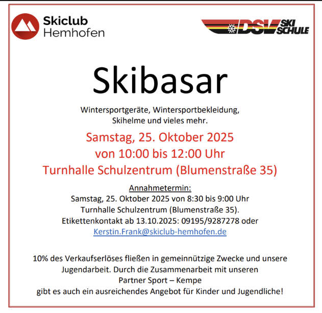 Skibasar am 26.10.2025
