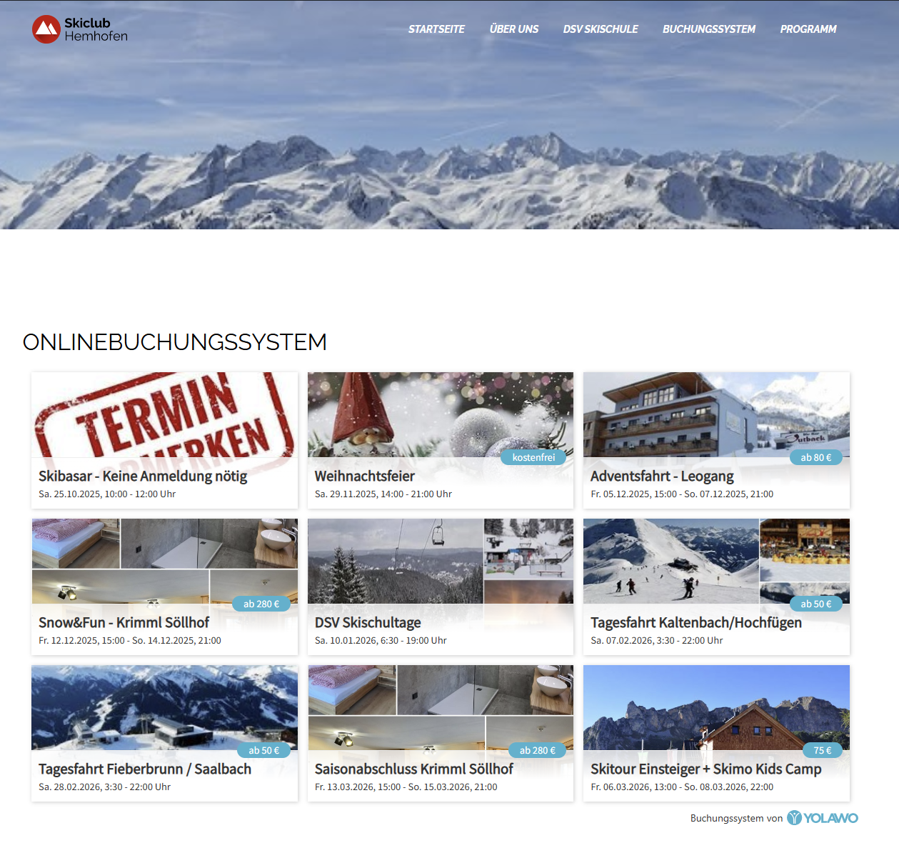 Buchungssystem geöffnet!